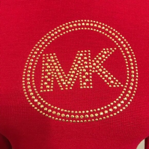 Women's MICHAEL Michael Kors Long Sleeve Lightweight Studded Hoodie Red Size XS - Picture 4 of 9